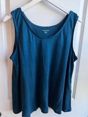 Eileen Fisher 100% Organic Linen Blue Swing Tank Top Layering Casual XL Coastal